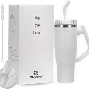 40oz Insulated Tumbler with Rotatable Handle and 2 Lids