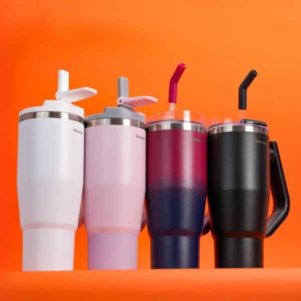 40oz Insulated Tumbler with Rotatable Handle and 2 Lids - Image 2