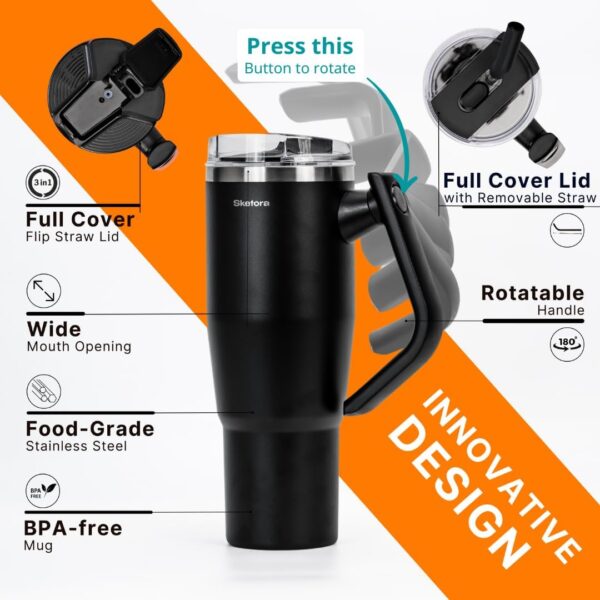 32oz Insulated Tumbler with Rotatable Handle and 2 - Image 4