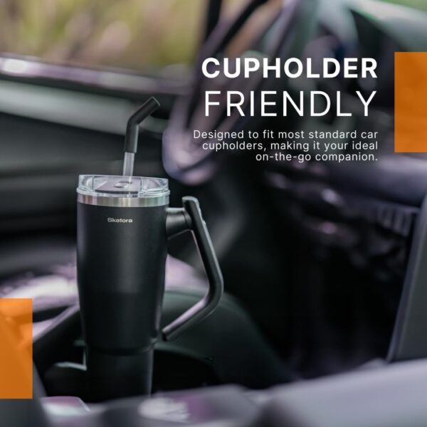 40oz Insulated Tumbler with Rotatable Handle and 2 Lids - Image 3
