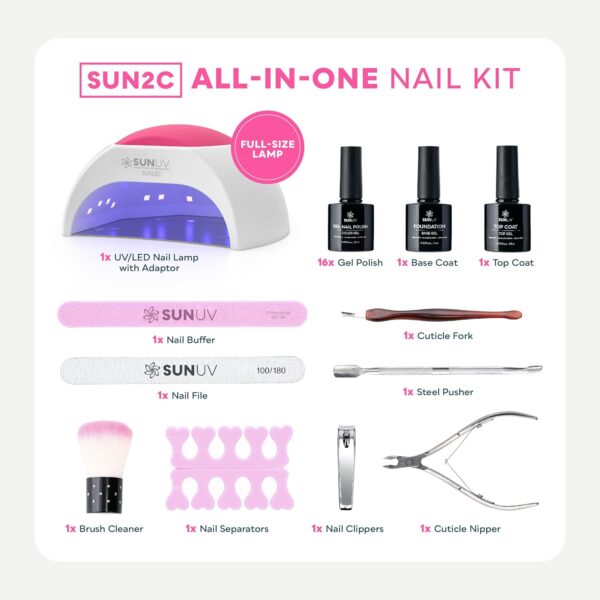 SUNUV Gel Nail Polish Kit with UV Light for Nails SUN2C 48W, 16 Colors Gel Polish Sets - Image 8