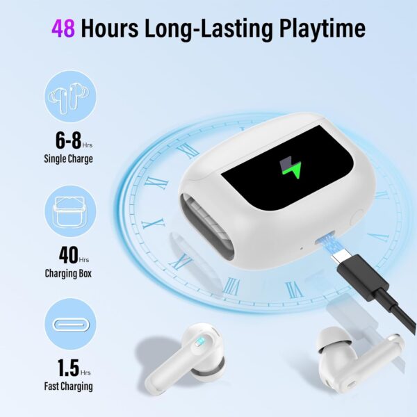 Wireless Earbuds, Bluetooth 5.4 Headphones with Multifunctional Touch Screen - Image 4