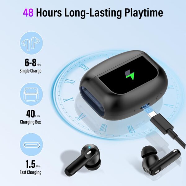 Wireless Earbuds, Bluetooth 5.4 Headphones with Multifunctional Touch Screen - Image 4