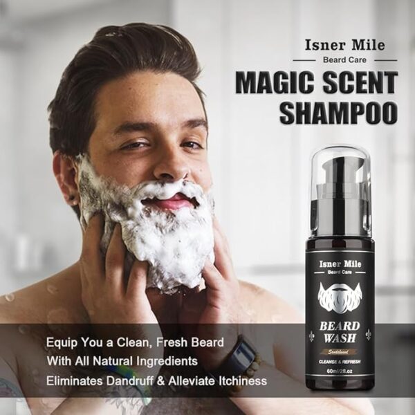 Isner Mile Beard Kit for Men, Grooming & Trimming Set with Beard Wash Shampoo - Image 4