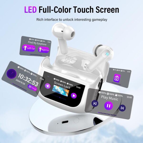 Wireless Earbuds, Bluetooth 5.4 Headphones with Multifunctional Touch Screen - Image 5