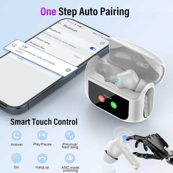 Wireless Earbuds, Bluetooth 5.4 Headphones with Multifunctional Touch Screen - Image 3
