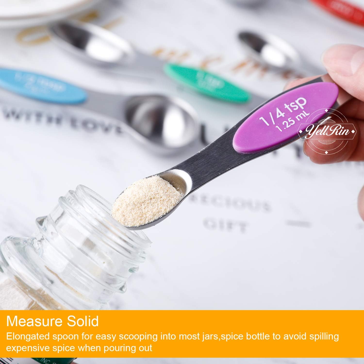 Magnetic Measuring Spoons Set of 8 Stainless Steel Dual Sided Stackable Measuring S - Image 4