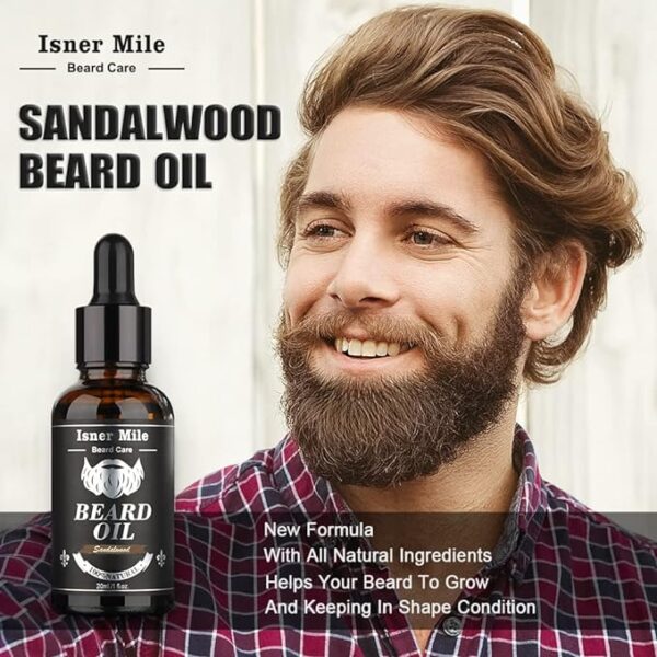 Isner Mile Beard Kit for Men, Grooming & Trimming Set with Beard Wash Shampoo - Image 3