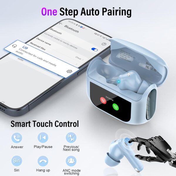 Wireless Earbuds, Bluetooth 5.4 Headphones with Multifunctional Touch Screen - Image 6