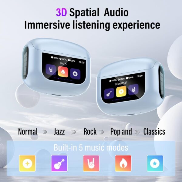 Wireless Earbuds, Bluetooth 5.4 Headphones with Multifunctional Touch Screen - Image 5